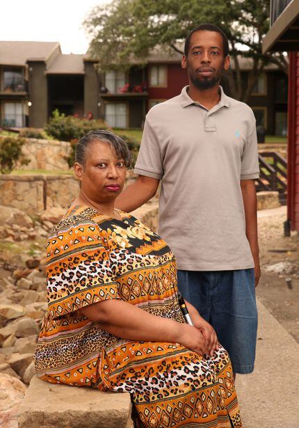 Sacharazonta Rooters and her son, Fred Rooters, outside her apartment complex in August....