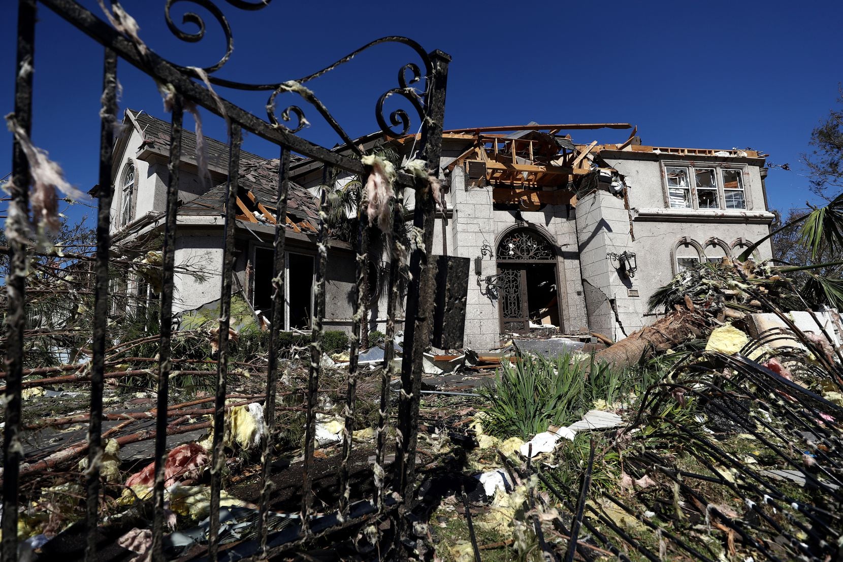 A tornado damaged home owned by NHL hockey player Tyler Seguin of the Dallas Stars on...