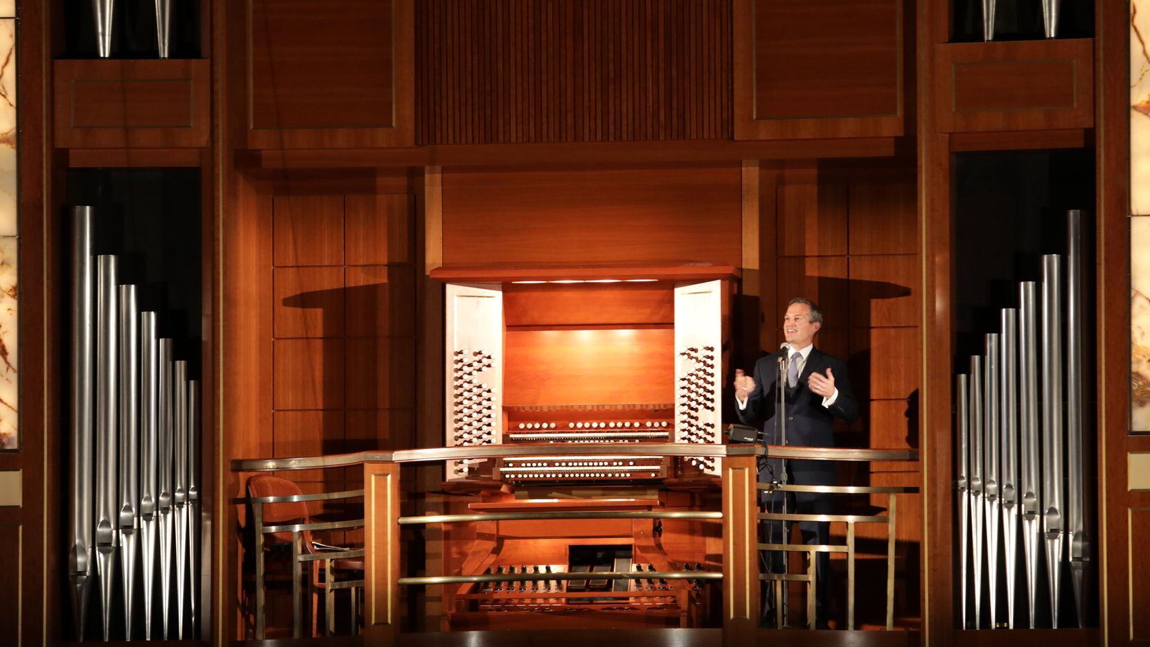 Organist Bradley Hunter Welch performs at the Meyerson Symphony Center.