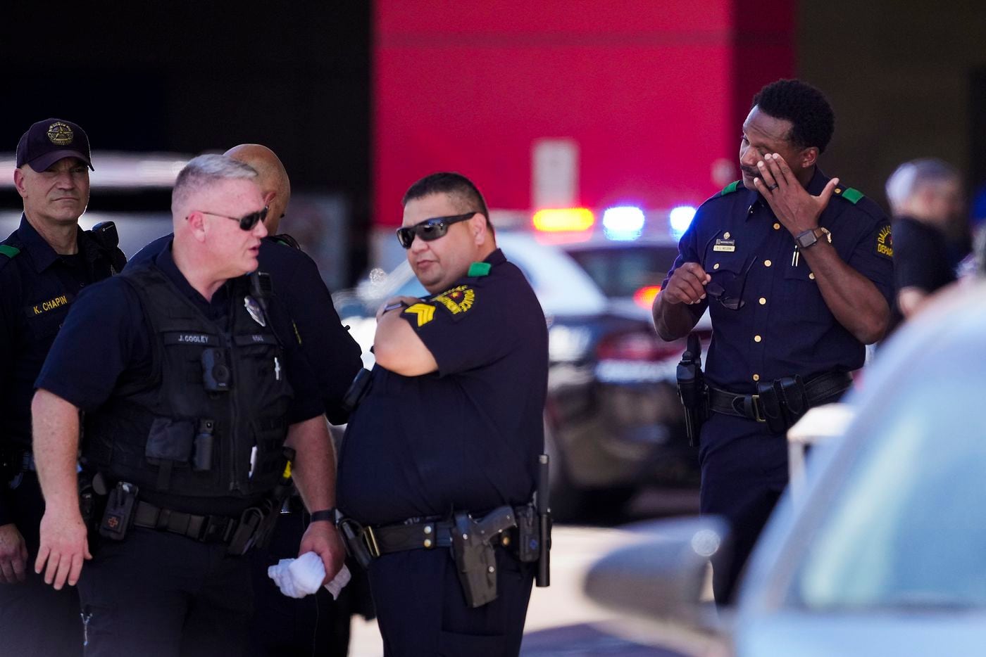 Dallas police works the scene of a shooting at Dallas Love Field Airport on Monday, July 25,...