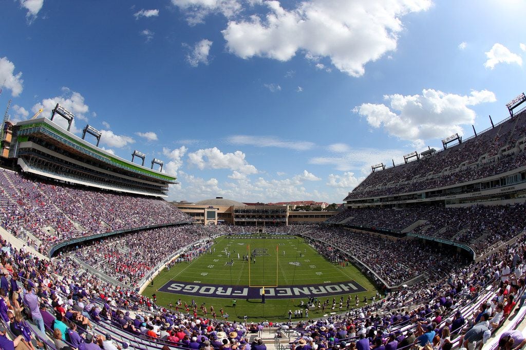 FORT WORTH, TEXAS - SEPTEMBER 21:  A view of Amon G. Carter Stadium as the TCU Horned Frogs...