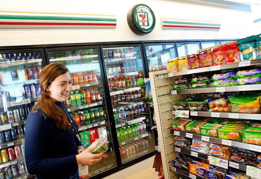 7-Eleven's new 7-Select Go! Smart and Go! Yum products are pictured in a convenience store...