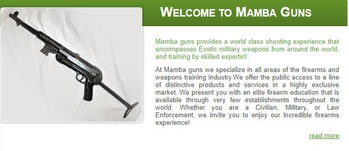 A screenshot from Mamba Guns website