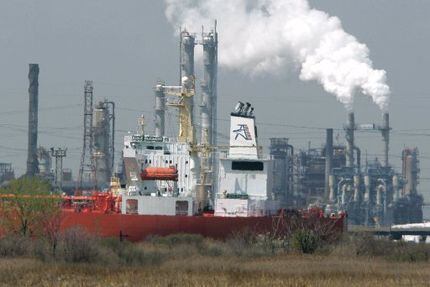 An oil tanker docks by the ConocoPhillips Bayway refinery in New Jersey. (File Photo/The...