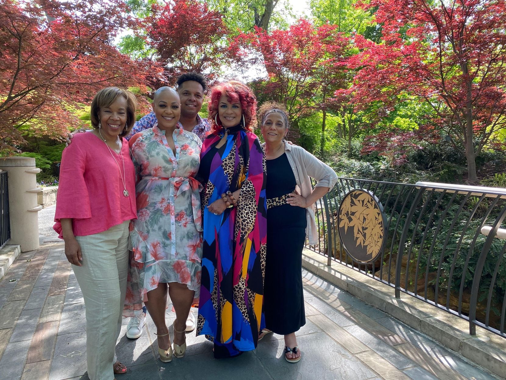 Linda Todd (from left), Anita Hawkins, Willie Johnson, LeTitia Owens and Janet Jack were on the Crown Jewel Fashion Show team at the Dallas Arboretum’s Black Heritage Celebration on May 1.