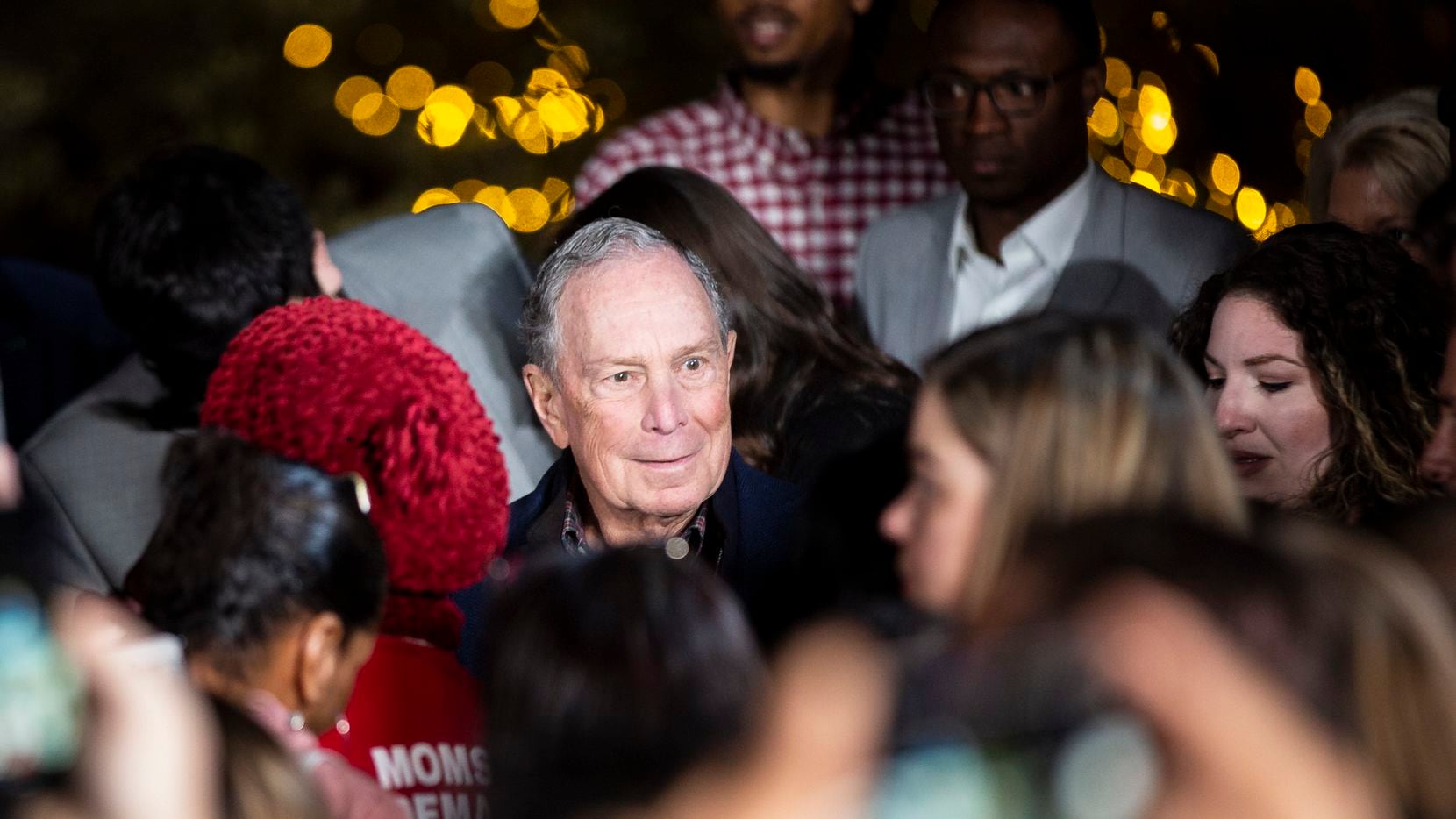 Presidential candidate and former New York Mayor Mike Bloomberg before speaking during his...