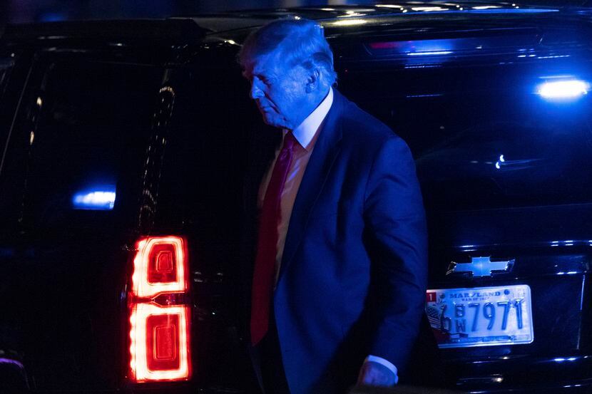 Former President Donald Trump arrives at Trump Tower, late Tuesday, Aug. 9, 2022, in New...