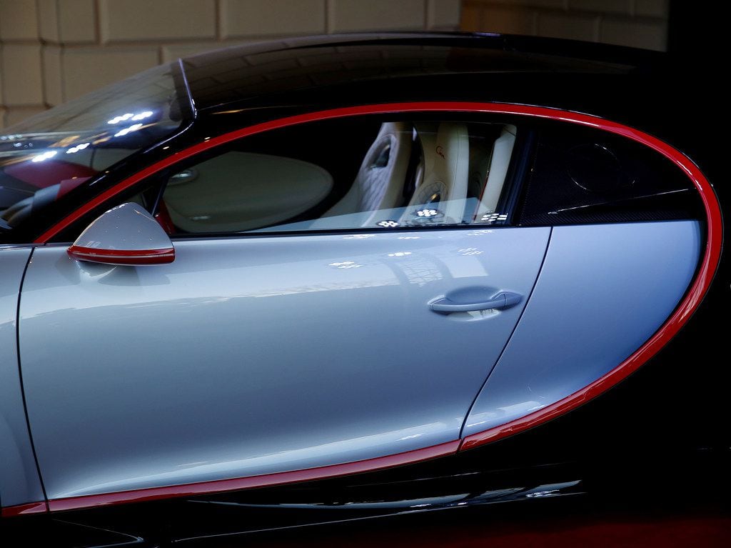 The exterior of a Bugatti Chiron during an event put on by Park Place commemorating the...