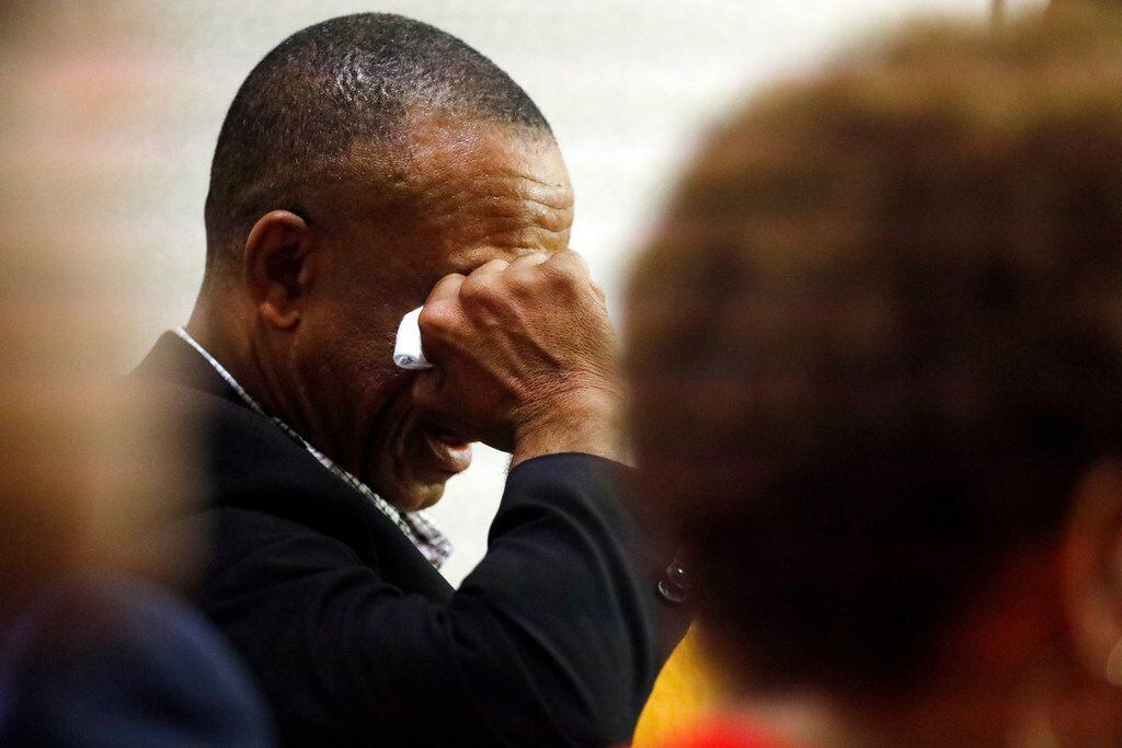 Botham Jean's father, Bertrum Jean, wiped away tears while Amber Guyger testified Friday,...