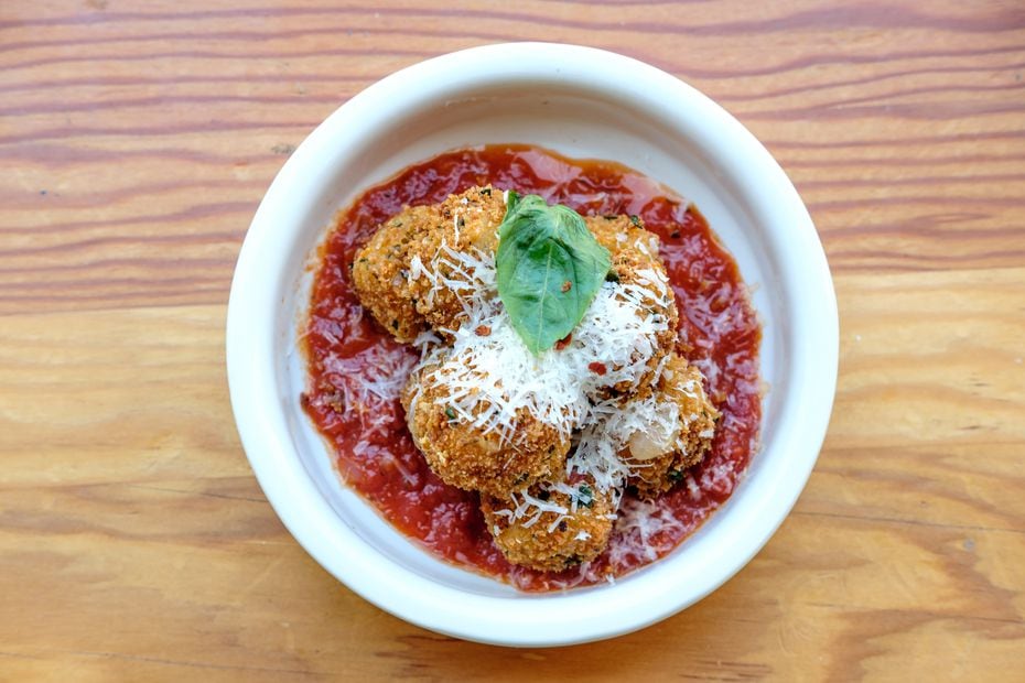 Italian restaurant Sfereco opened June 10, 2020. Here are the eggplant parmesan bites. 