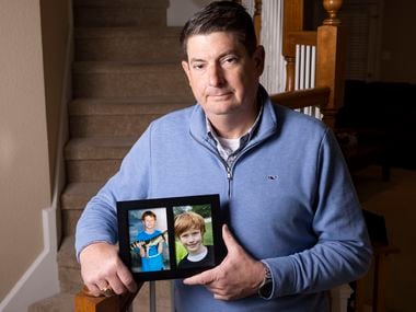 Carson's Village Founder Jason Dyke has family photos of his late son Carson in his home ...