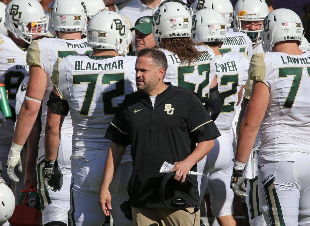 FILE - Baylor head coach Matt Rhule is pictured during the Baylor University Bears vs. the...