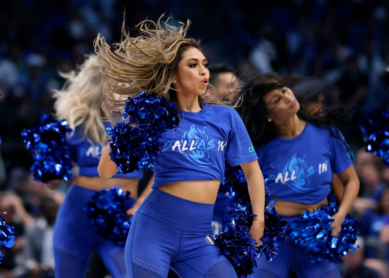 The Dallas Mavericks dance team performs during Game 1 of an NBA first-round playoff game...