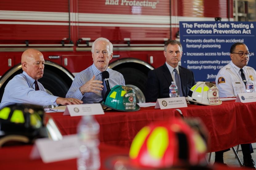 U.S. Senator John Cornyn (R-TX) held a roundtable discussion about fentanyl at Dallas Fire...