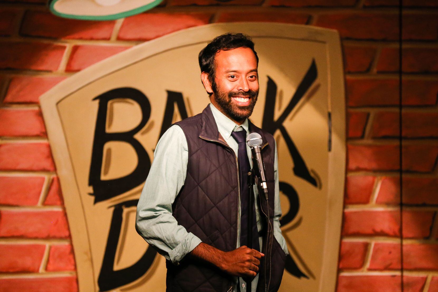 Comedian Paul Varghese performs at the Backdoor Comedy Club.