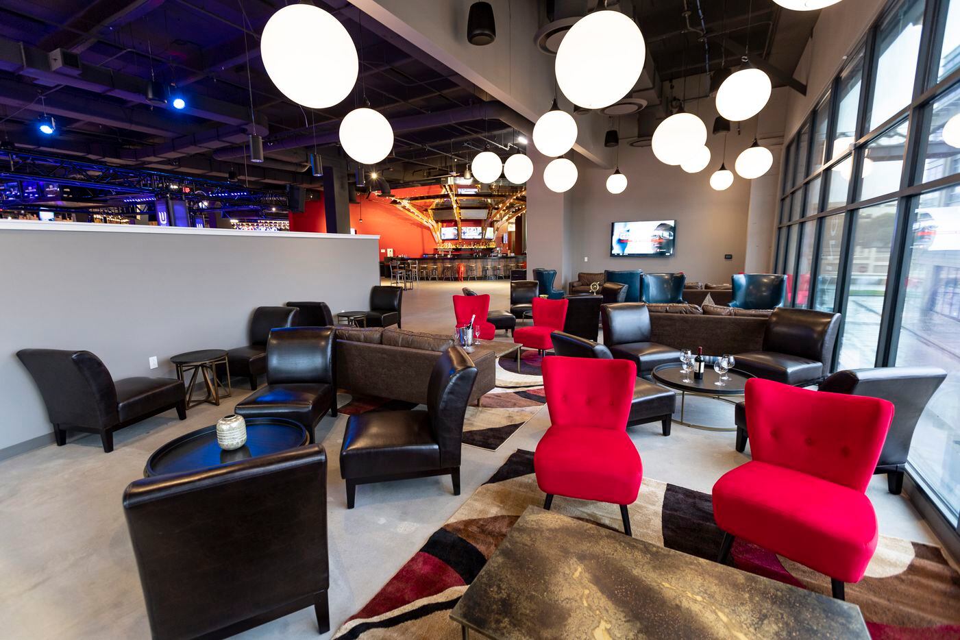 A VIP lounge that is available for rent at Two-Bit Circus at The Shops at Park Lane in...