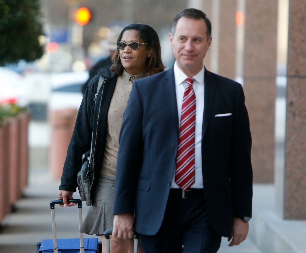 Dapheny Fain arrives at the federal courthouse in Dallas for the John Wiley Price bribery...