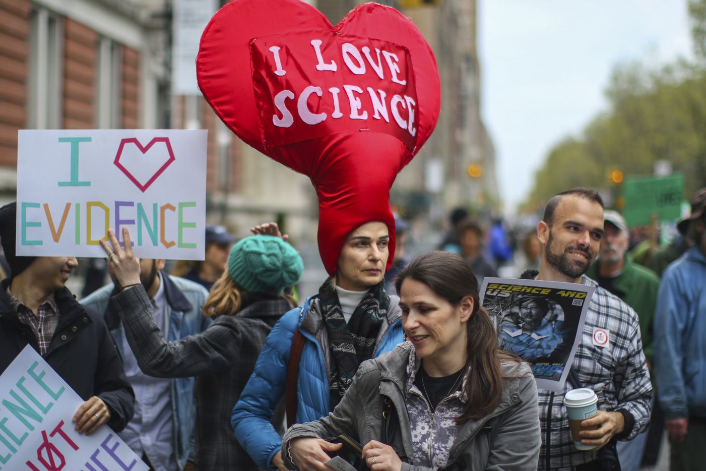 Esti Grifel waits before the March for Science in New York, April 22, 2017. Thousands of...