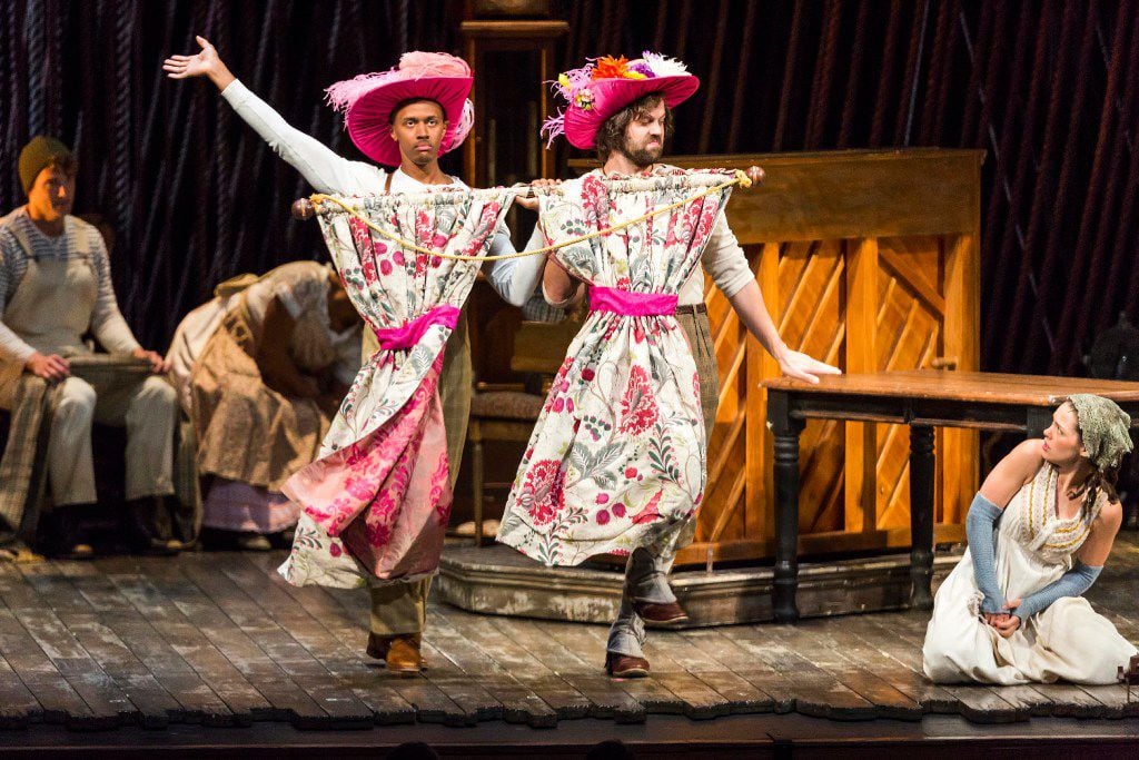 Anthony Chatmon II (left) and Darick Pead as the Stepsisters performed with Laurie Veldheer...