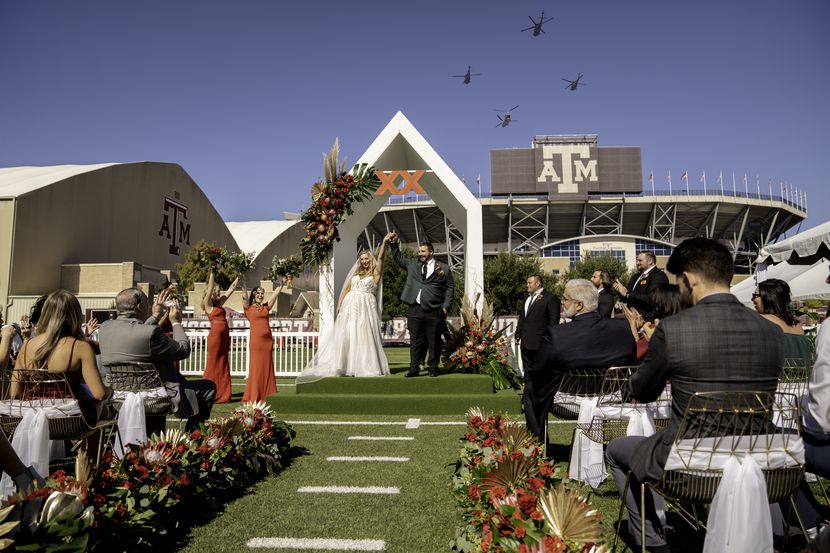 Morgan Meador and Rodney Oliver tied the knot at Kyle Field after winning a sweepstakes...