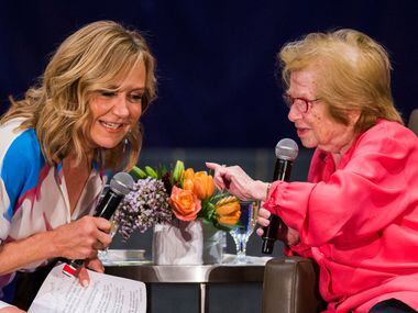 Noted sex therapist Dr. Ruth is interviewed by WFAA's Jane McGarry at a fundraiser for the...