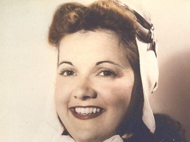 Elaine Harmon pictured in 1944 wearing her bomber jacket. Harmon was a member of the Women...