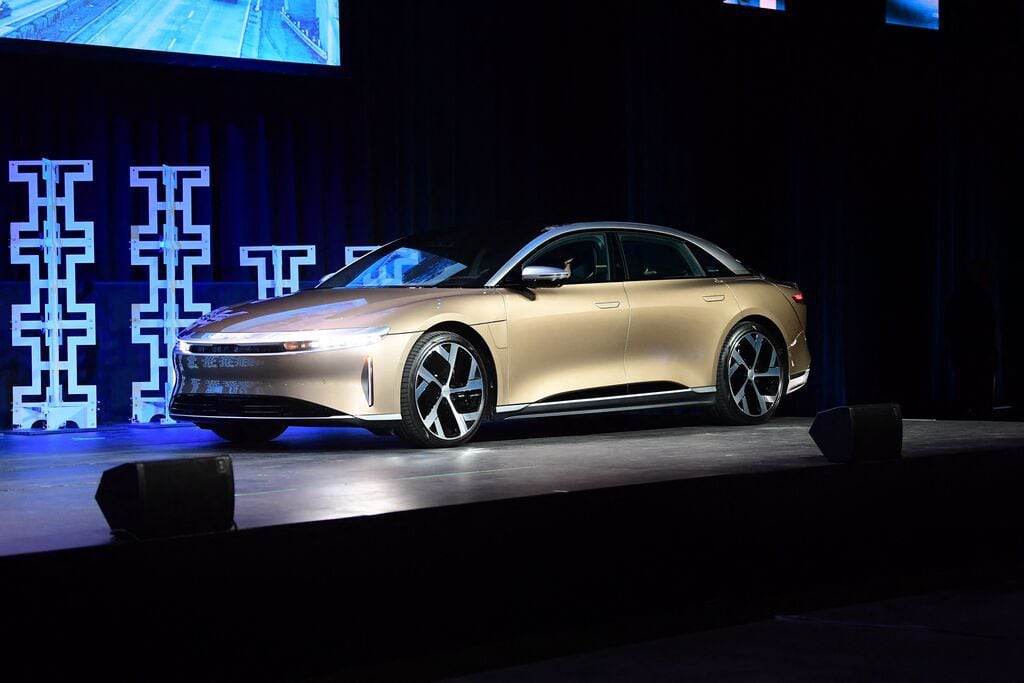 2022 Car of the Year finalist Lucid Air takes the stage at the 2021 LA Autoshow in Los...