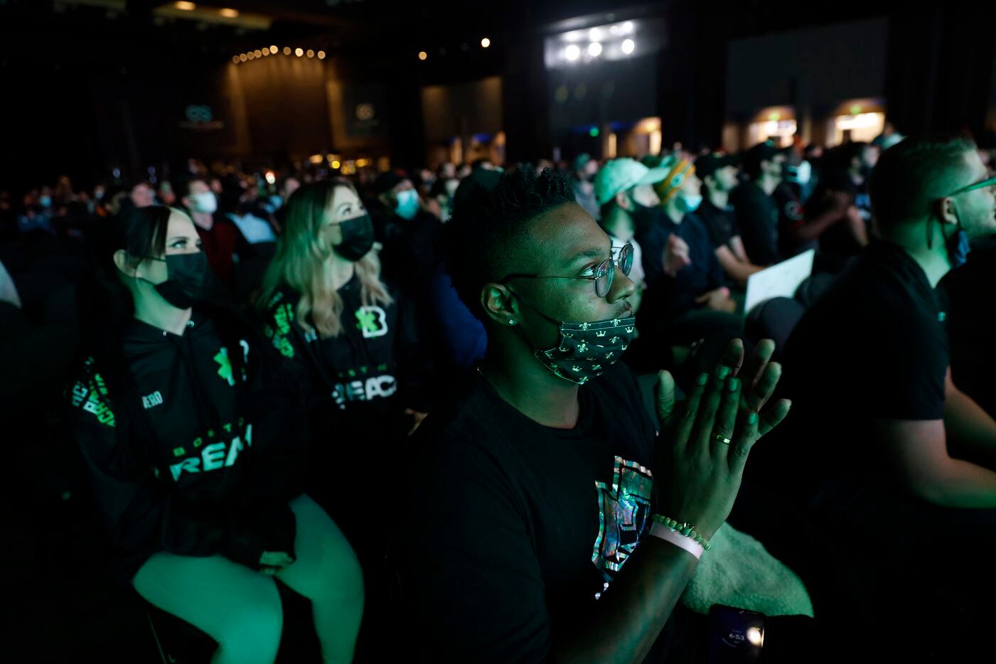 Fans of Boston Breach watch as they compete against New York Subliners during a Call of Duty...