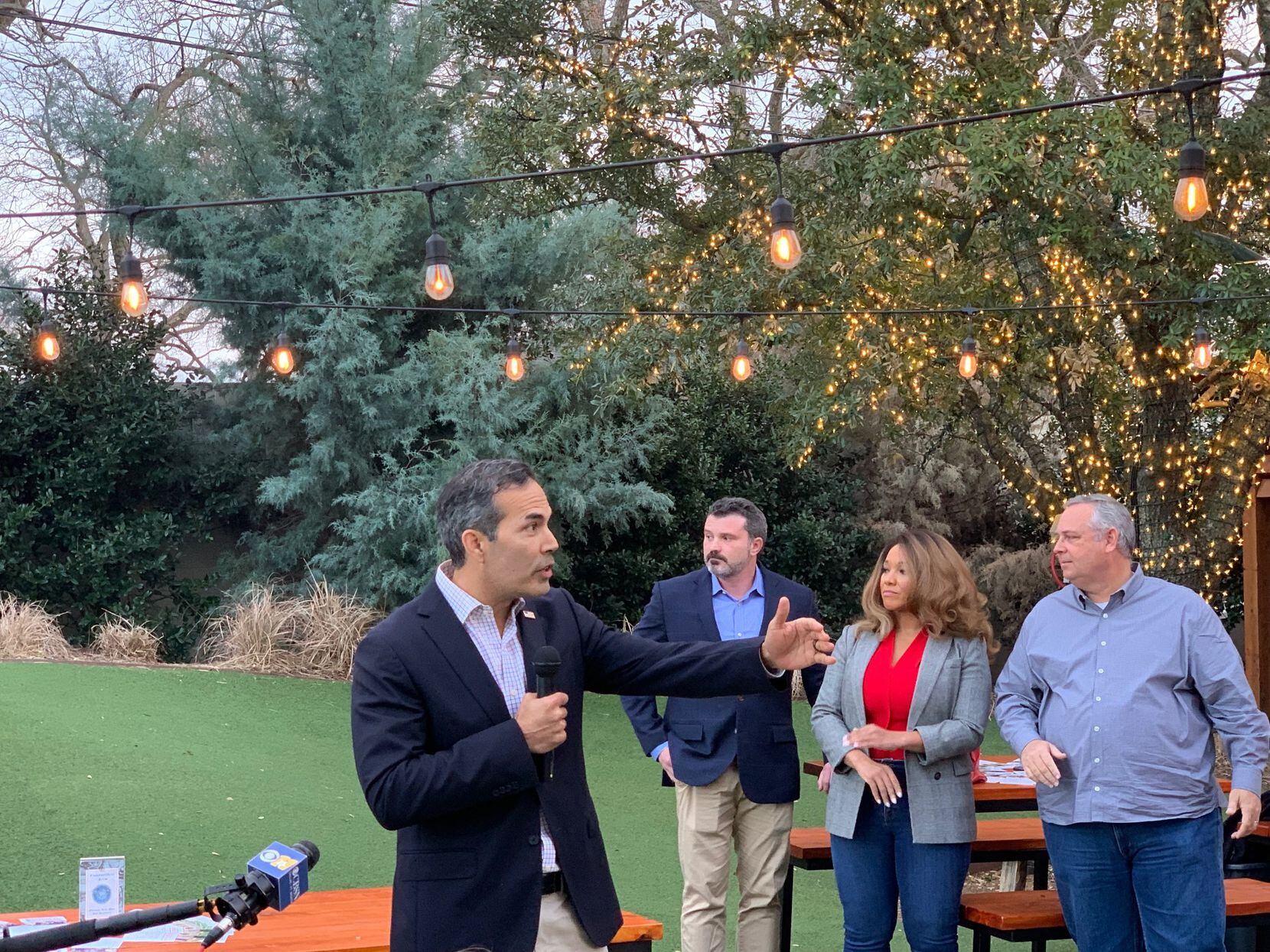 Texas Land Commissioner George P. Bush campaigns at Smoky Rose in Dallas.