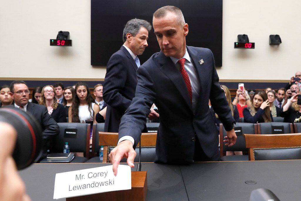 Corey Lewandowski, former campaign manager for President Donald Trump, arrives to testify to...