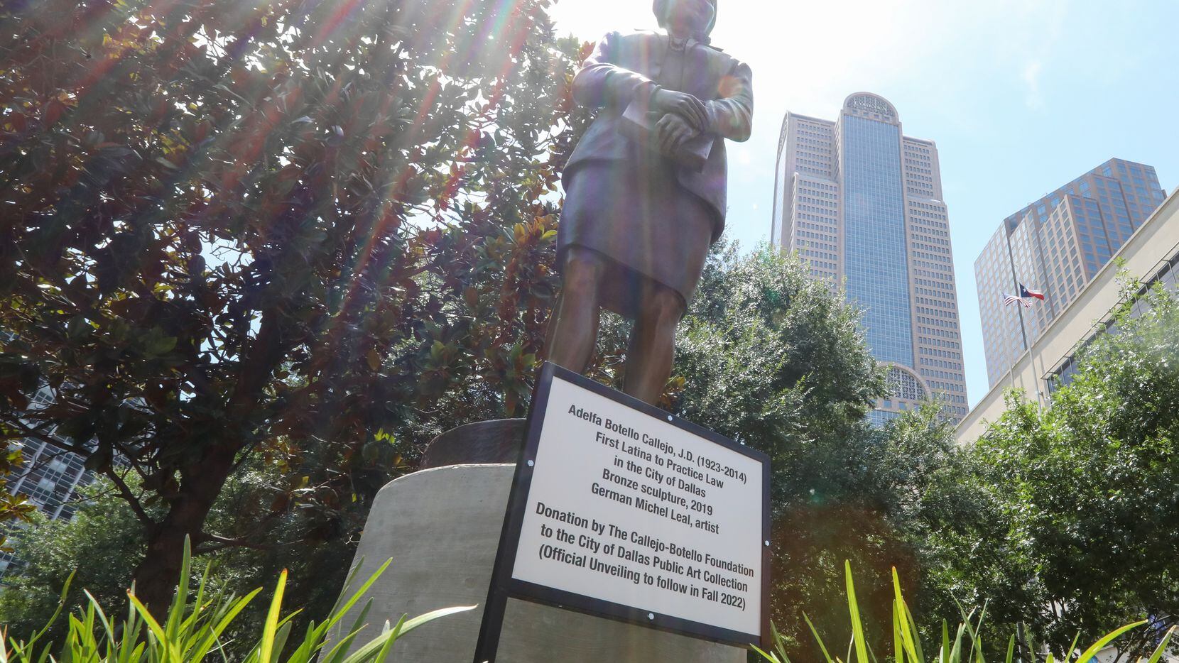 A statue stands honoring Adelfa Botello Callejo, a Mexican-American civil rights leader and...
