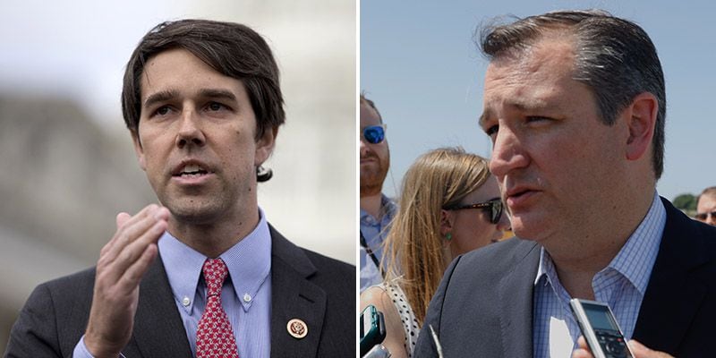 Rep. Beto O'Rourke, an El Paso Democrat (left), is hoping to oust Sen. Ted Cruz in November...