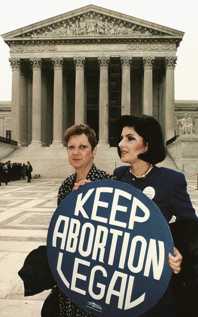 Norma McCorvey (left) formally known as "Jane Roe", with  attorney Gloria Allred  in front...