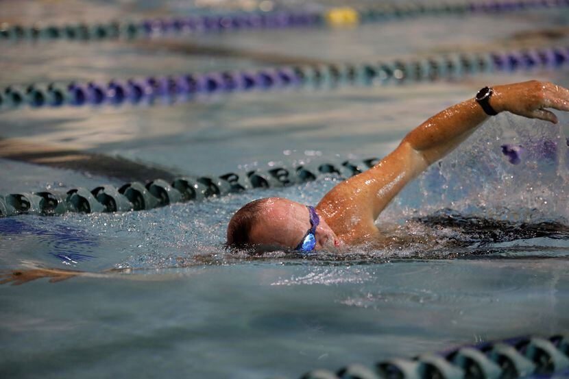 Peter Goodspeed swims laps at the Plano Oak Point Recreation Center in Plano, TX, on Dec....