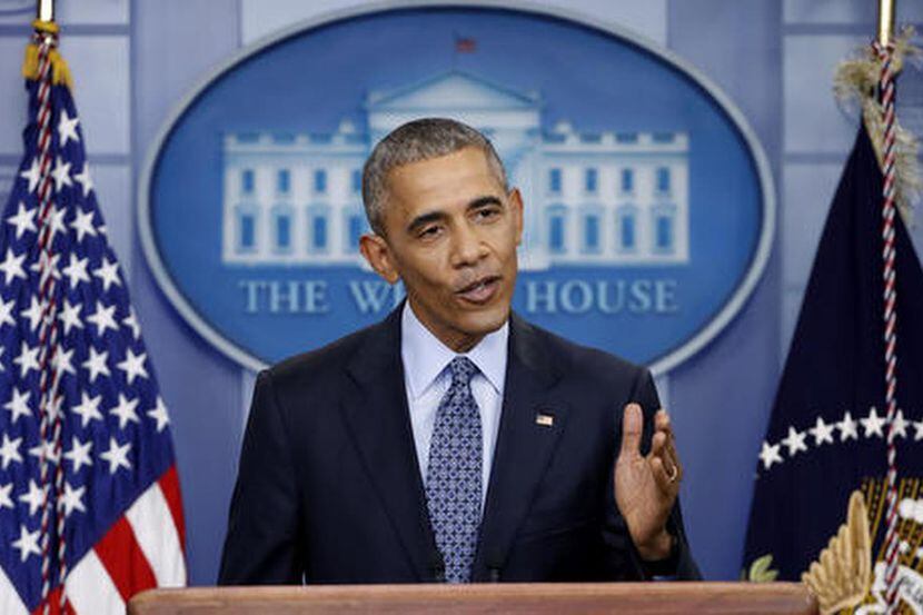 Barack Obama habla durante su última conferencia de prensa como presidente el miércoles en...