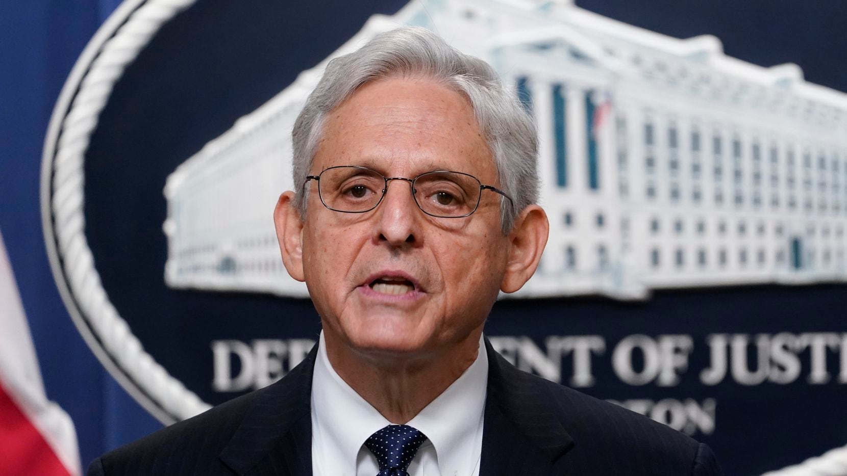 Attorney General Merrick Garland speaks at the Justice Department Thursday, Aug. 11, 2022,...