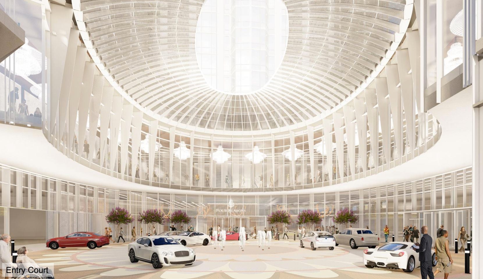 Plans for the Four Seasons tower include an elaborate circular entryway facing Turtle Creek.