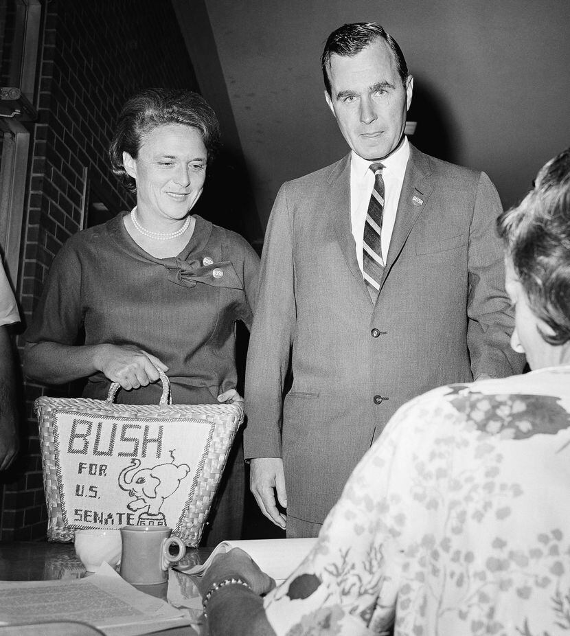 1964: George Bush and his wife, Barbara, cast their votes in Houston for the U.S. Senate...
