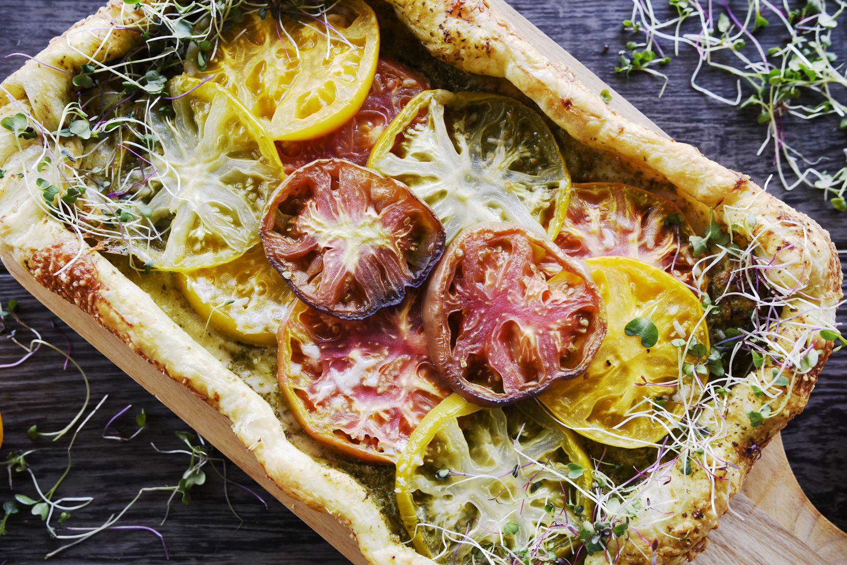 Heirloom tomato tart, from Kristen Massad at her home in Dallas, March 11, 2020. Ben Torres/Special Contributor