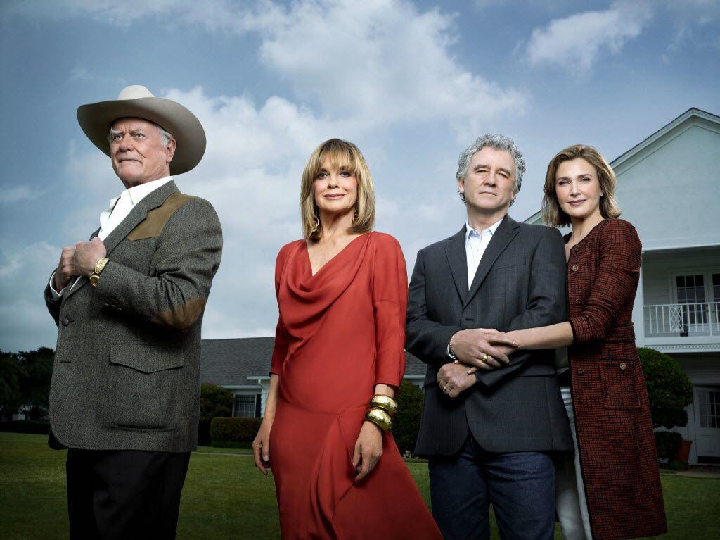 Original cast members (from left) Larry Hagman, Linda Gray and Patrick Duffy (with newcomer...