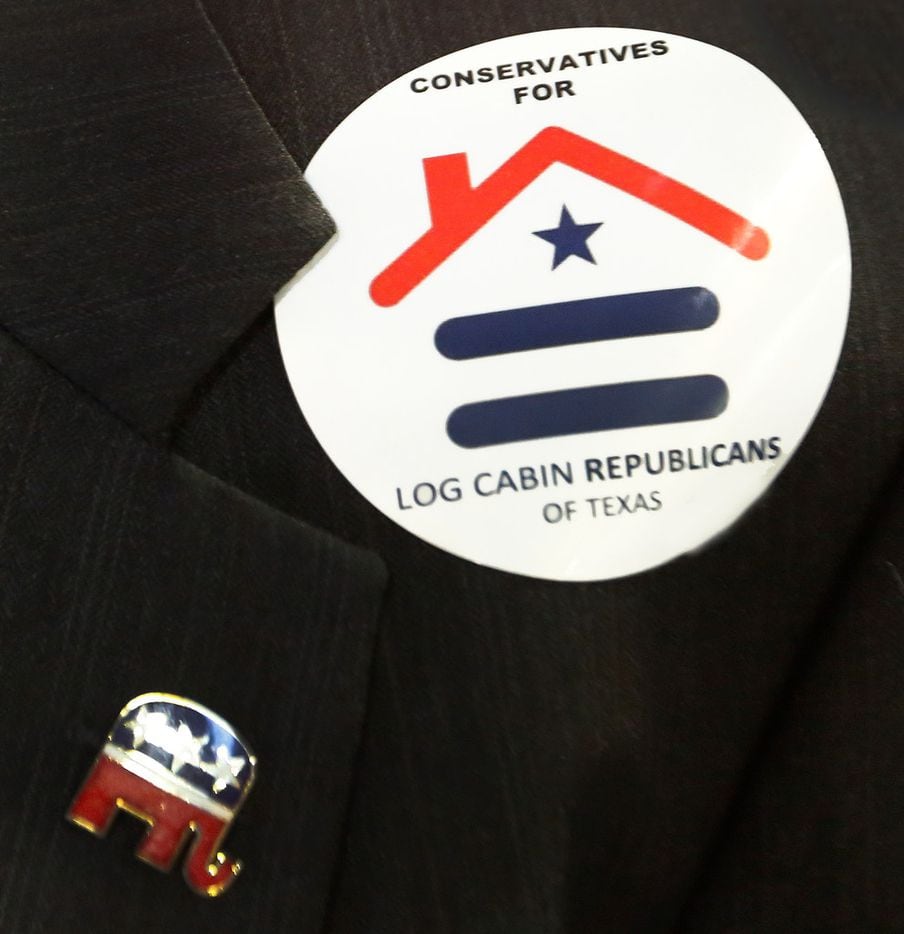 A look at the logo for the Log Cabin Republicans, as seen during the 2018 Texas GOP...