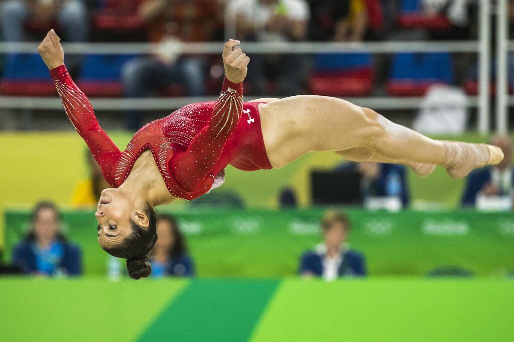 Aly Raisman of the United States competes on the floor exercise during the women's...