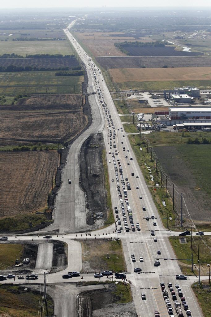 Construction had begun on expanding the lanes on Highway 380 at the intersection of Dallas...
