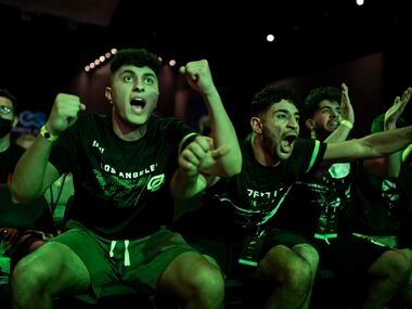OpTic Texas fans celebrate as the team gets closer to defeating the Atlanta FaZe during...