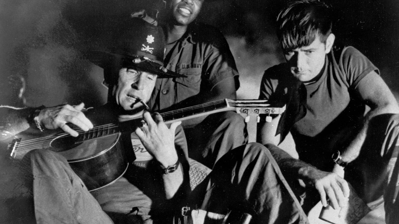 In this undated file photo released by United Artists, from left, Robert Duvall as Lt. Col. Kilgore, Albert Hall as Chief and Martin Sheen as Capt. Willard, are shown in the film 'Apocalypse Now.'