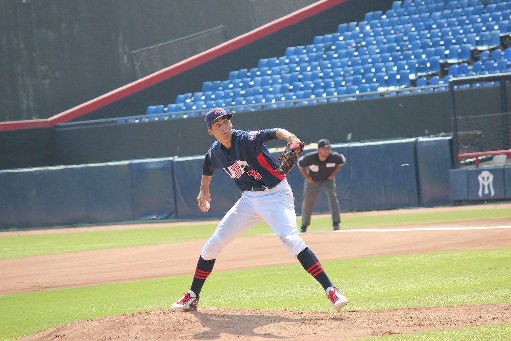 FILE - Rangers pitcher Hans Crouse competed for Team USA at the 2016 COPABE "AAA" Pan American Championships in Mexico. Crouse was selected by the Rangers in the second round of the 2017 MLB draft. (Courtesy/Texas Rangers)