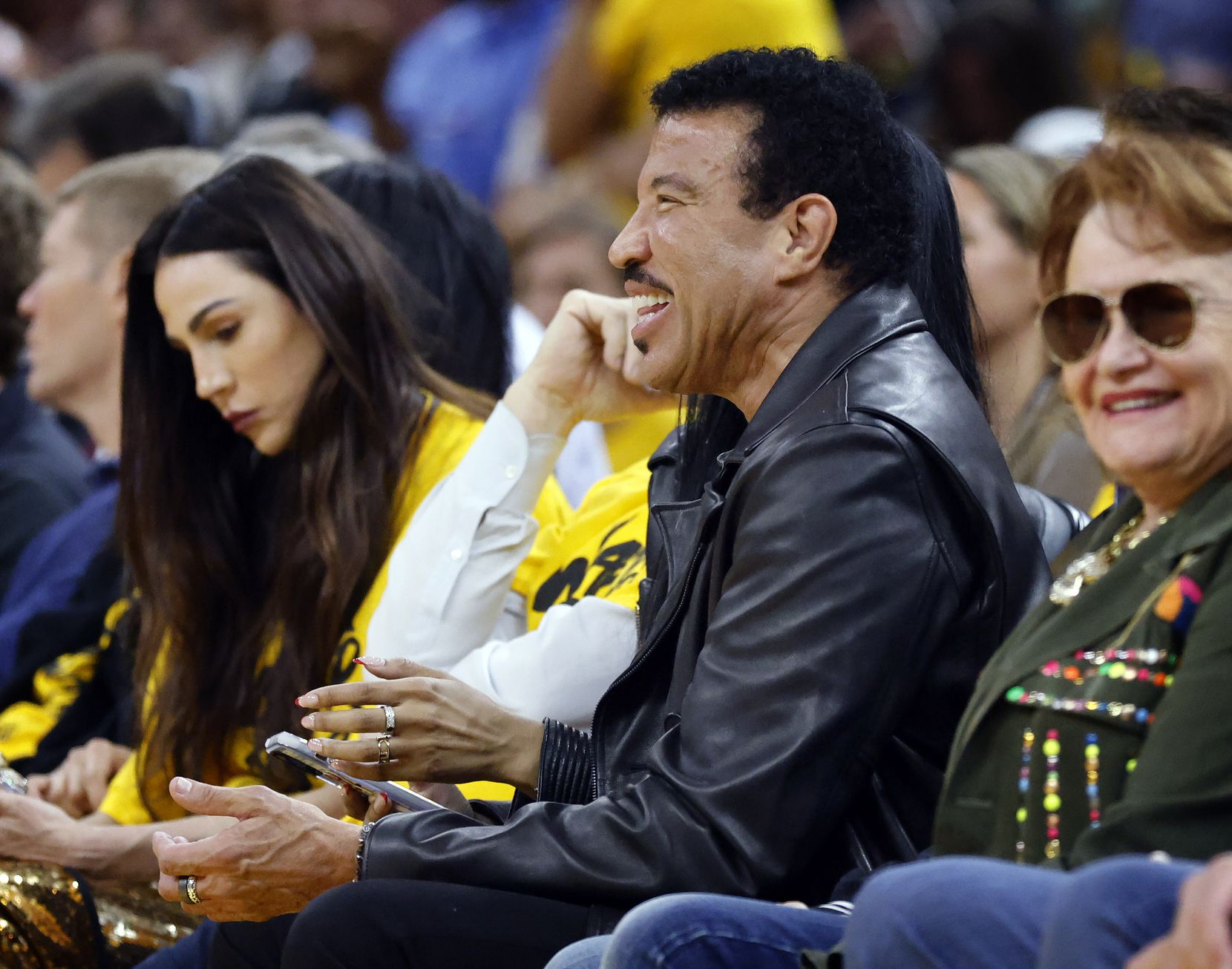 Singer and songwriter Lionel Richie takes in Game 5 from the front row of the NBA Western...