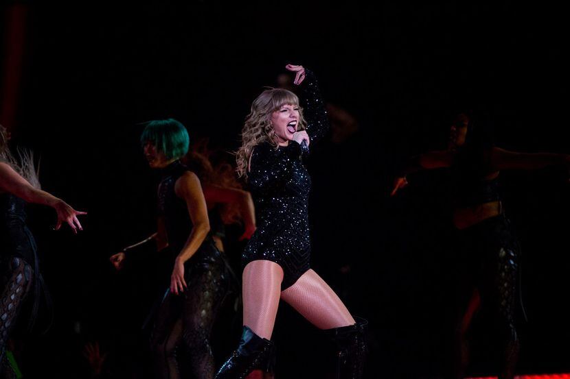Taylor Swift performs during her Reputation Stadium Tour at AT&T Stadium in Arlington,...