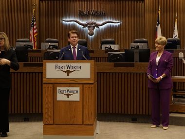 Arlington Mayor Jeff Williams asked the residents of his city to stay at home during a news conference at City Hall in Fort Worth, TX on Tuesday, March 24, 2020.