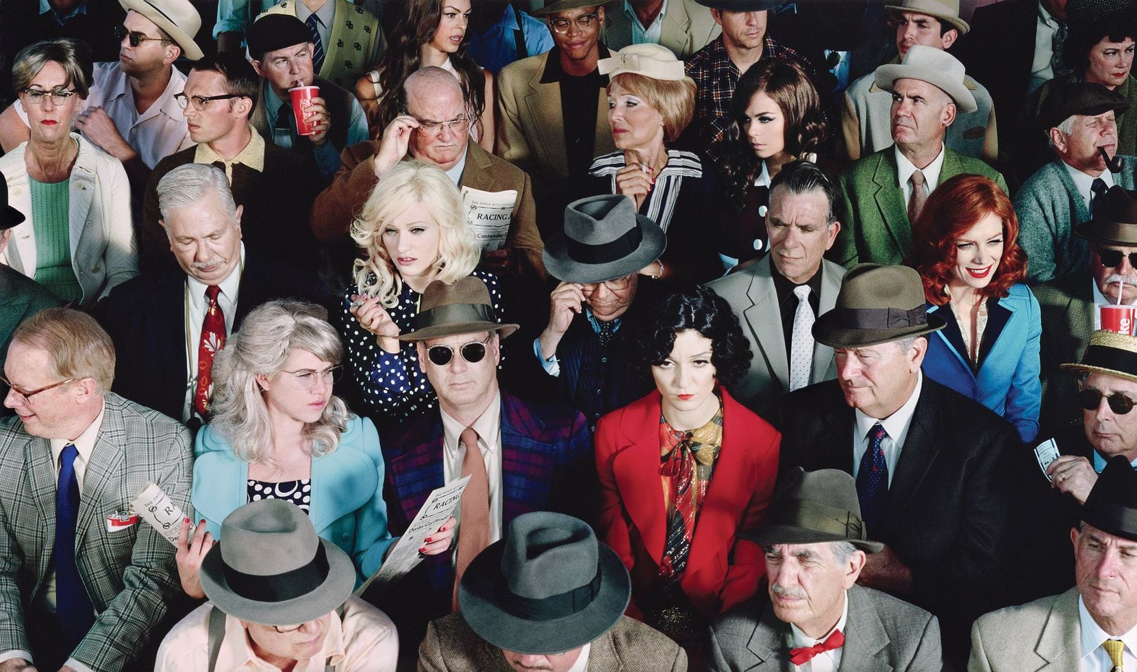 Alex Prager’s 2010 photo “Crowd #1 (Stan Douglas)” is a fictionalized tableau, a mode of picture making that dates back to the earliest days of the medium. (© Alex Prager)